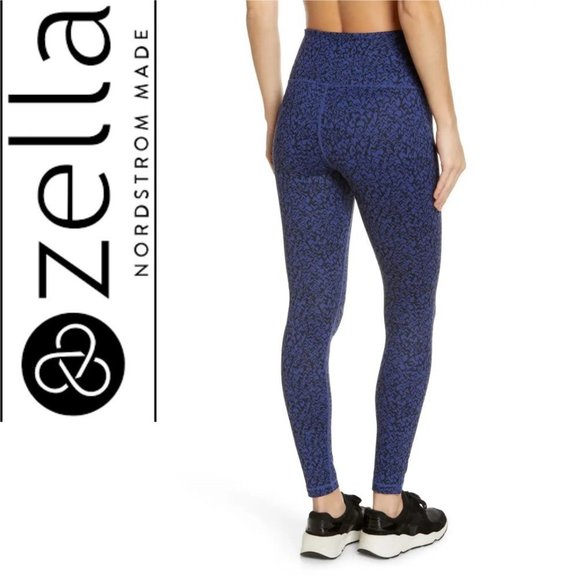 NEW Live In High Waist Ankle Performance Leggings Blue Twilight Wave Print Small - Picture 3 of 10